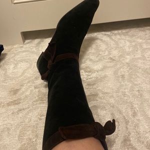 Prada below the knee fitted suede boots